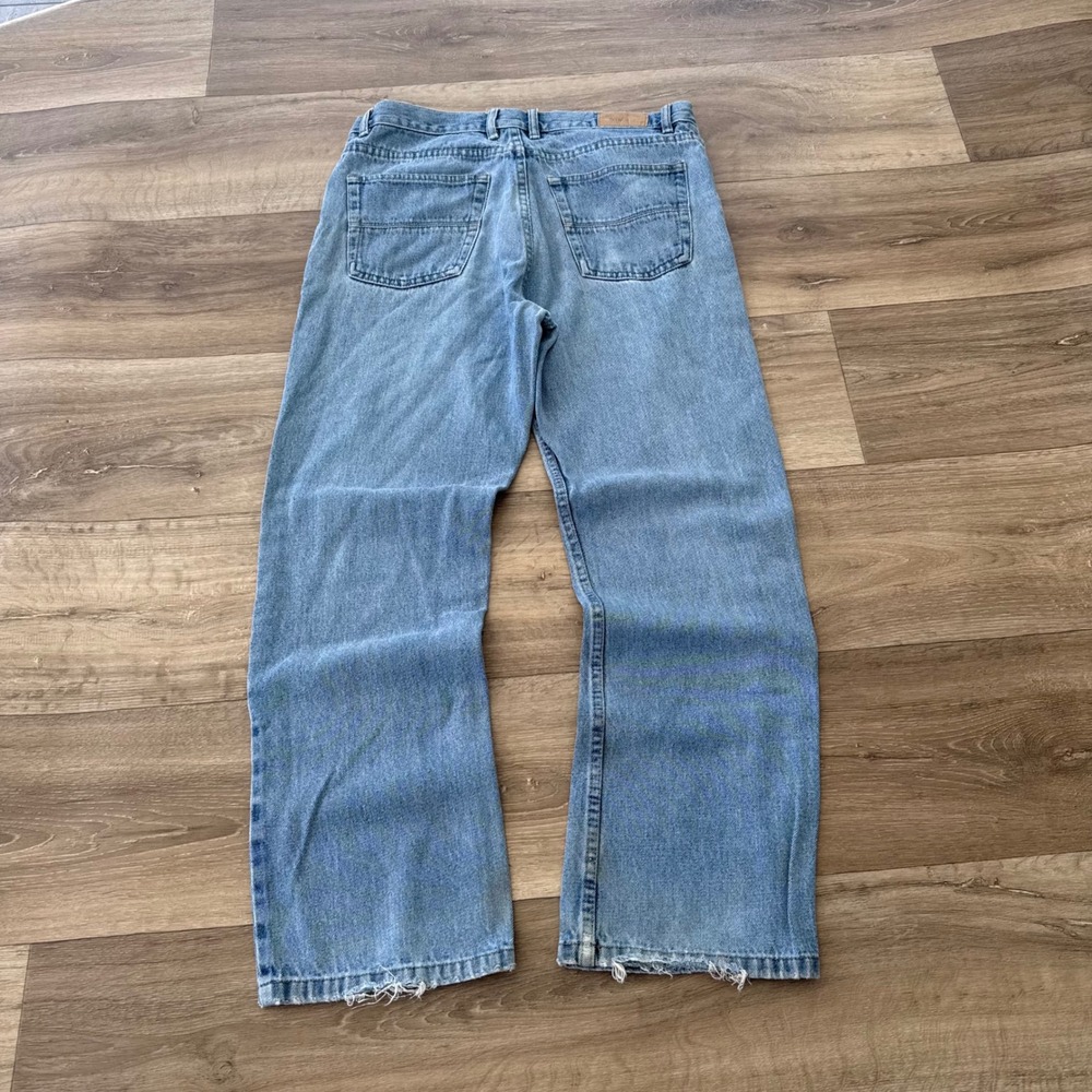 Denim Co Mens W34 L30 Light Wash Straight Leg Distressed Blue Jeans 0978